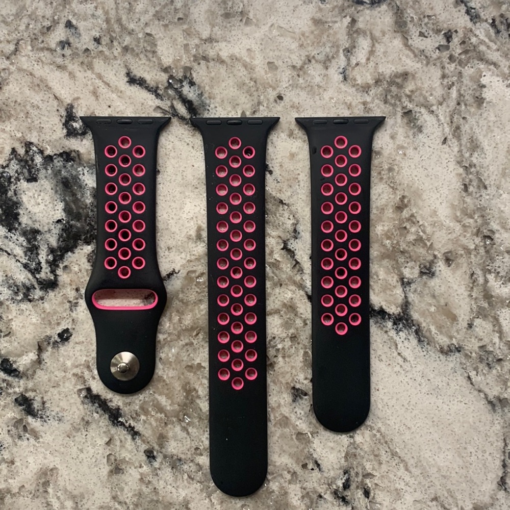 Nike Apple Watch Band - black & hot pink, barely used, fits Apple Watch 4